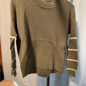 American Eagle Outfitters Olive Sweater with Stripe Details